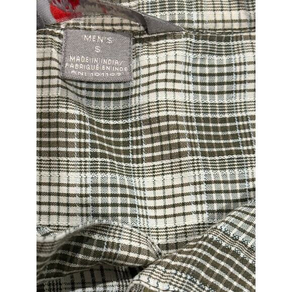 (S) $60 Cloudveil Short Sleeve Button Down Shirt Green White - Picture 4 of 4